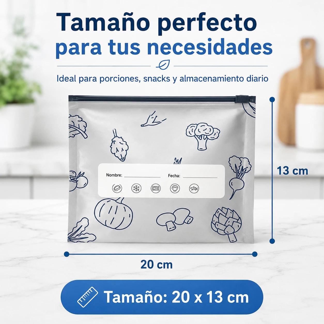 Tamaño de 20 por 13 centímetros