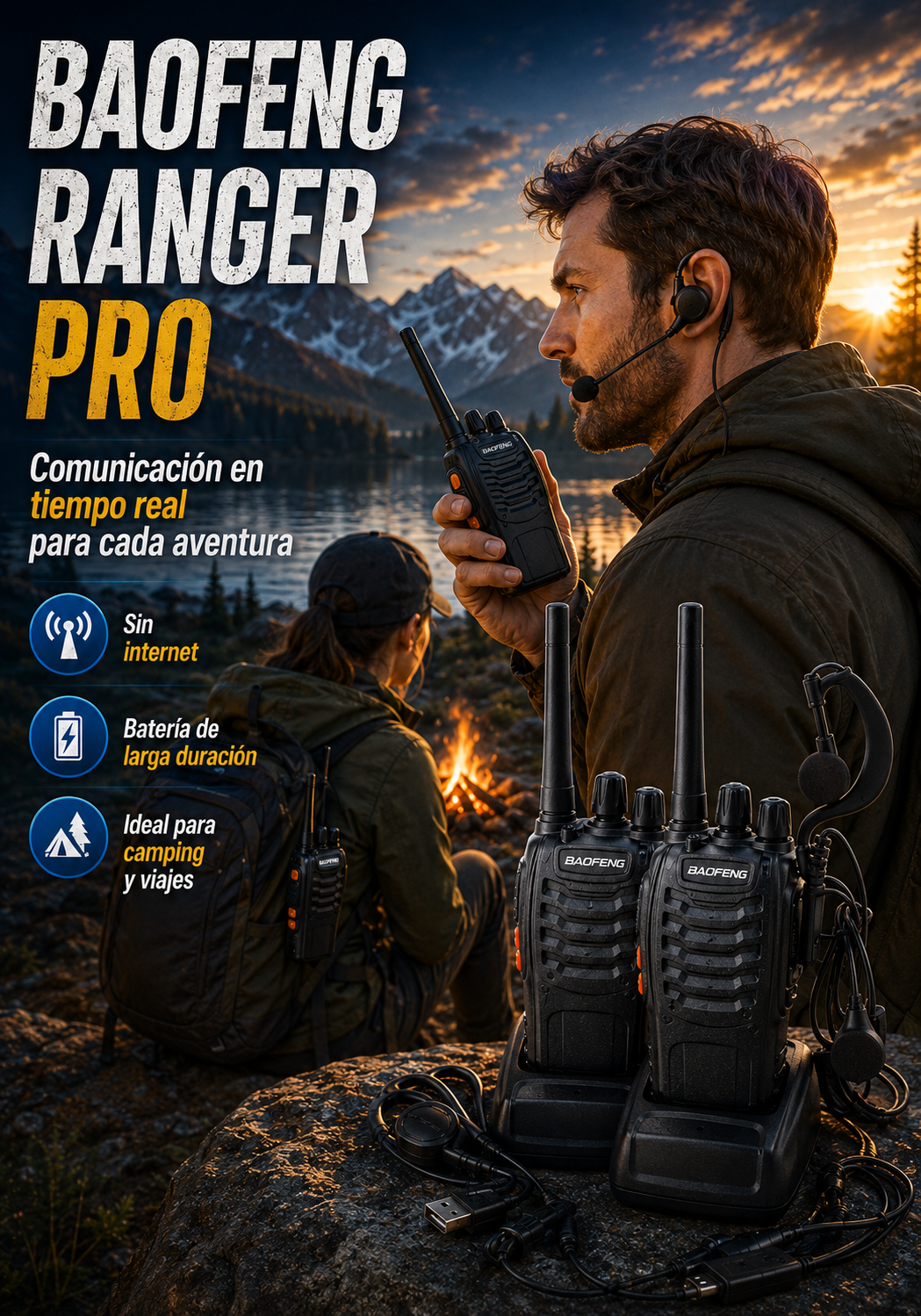 Baofeng Ranger Pro - Compra 1 y lleva 2 | Habla al instante sin depender del celular